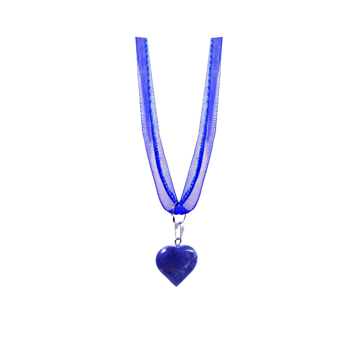 Adjustable Sodalite blue organza necklace-0
