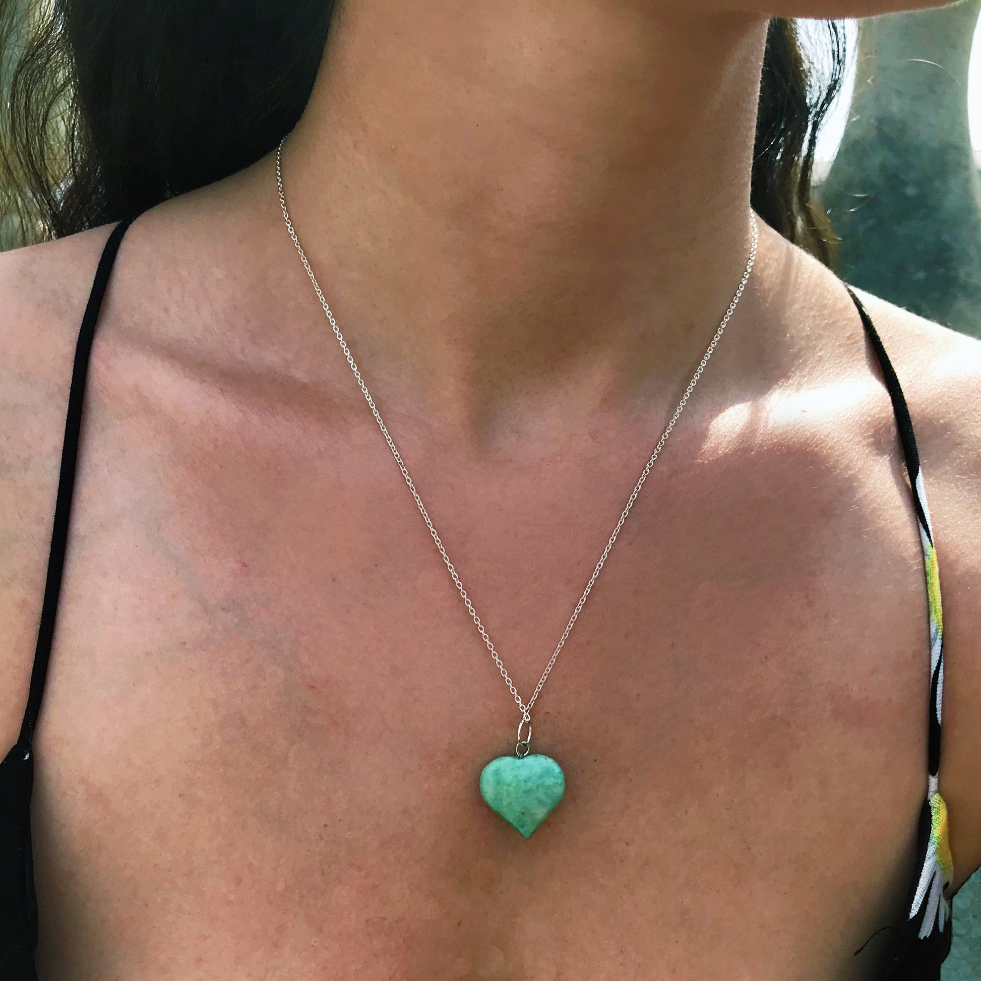Chrysoprase Jade necklace Heart Gemstone Necklace, Jade Pendant Necklace, Chrysoprase Jade Sterling Silver Necklace | by nlanlaVictory-4