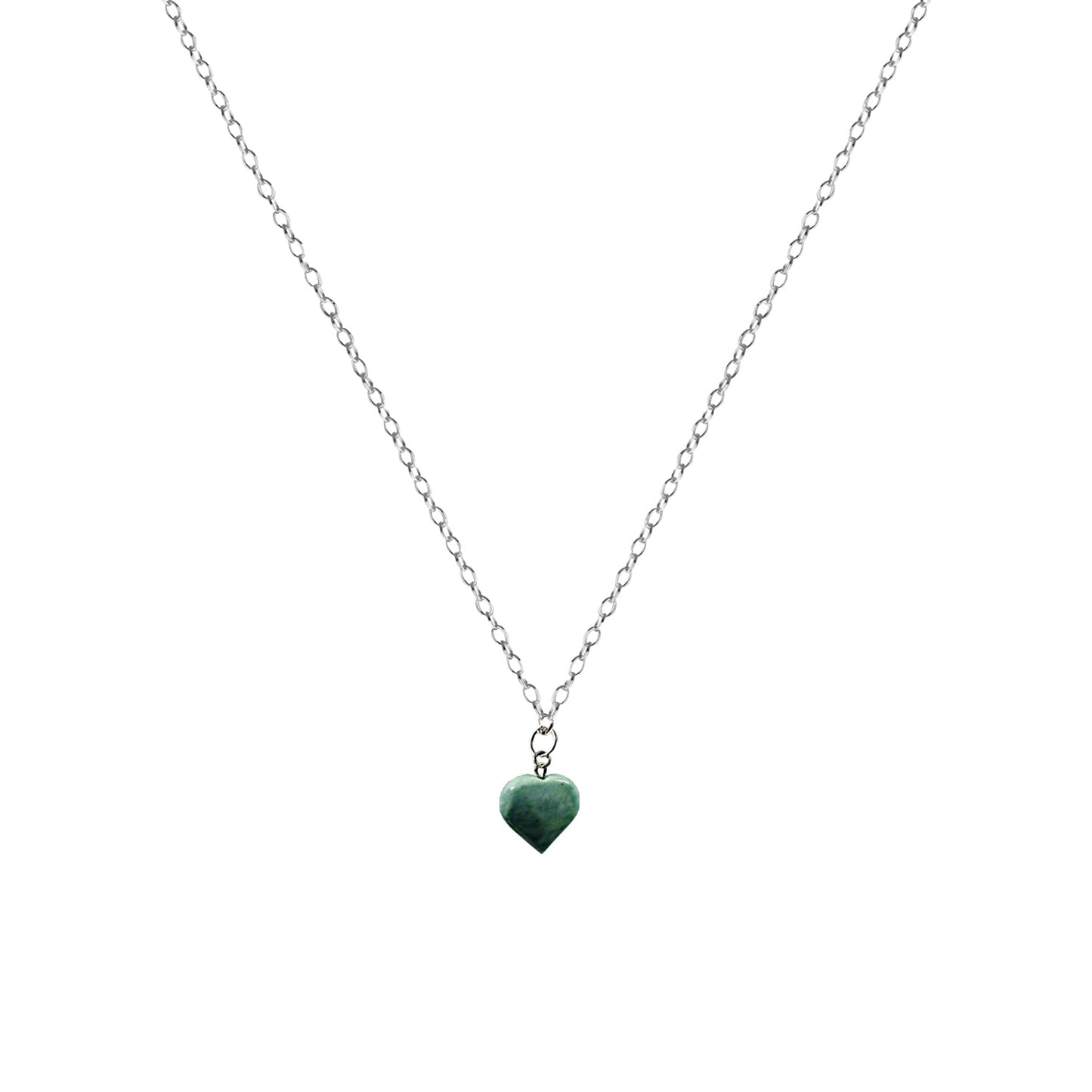 Chrysoprase Jade necklace Heart Gemstone Necklace, Jade Pendant Necklace, Chrysoprase Jade Sterling Silver Necklace | by nlanlaVictory-2
