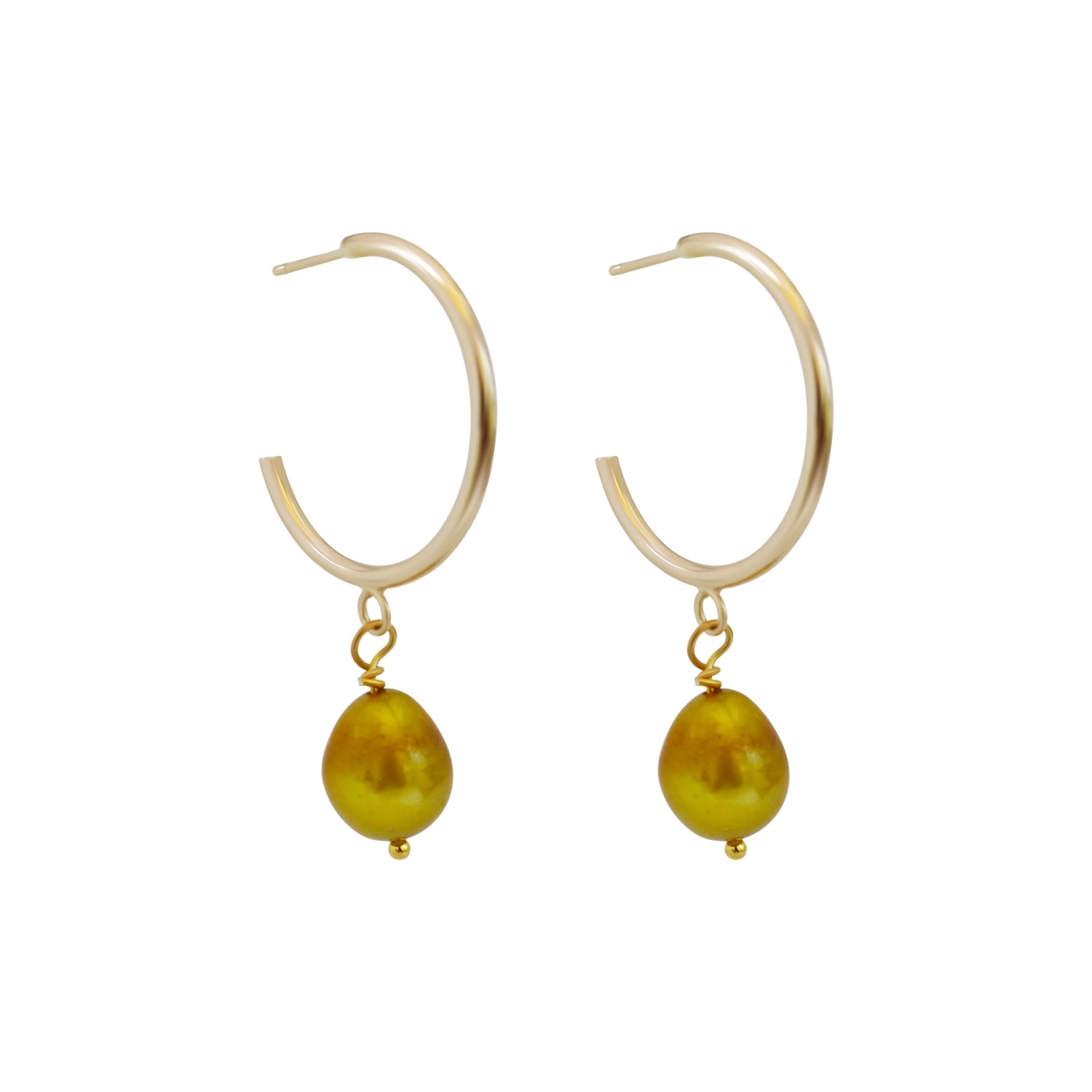 Gold freshwater pearl hoop earrings | by Ifemi Jewels-3