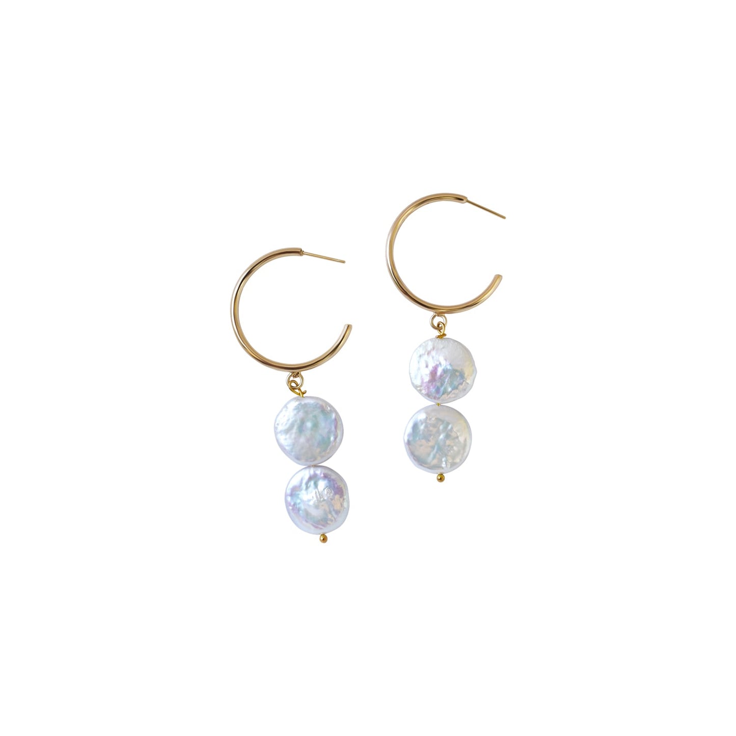 Silver double pearl hoop freshwater pearl earrings | by Ifemi Jewels-0