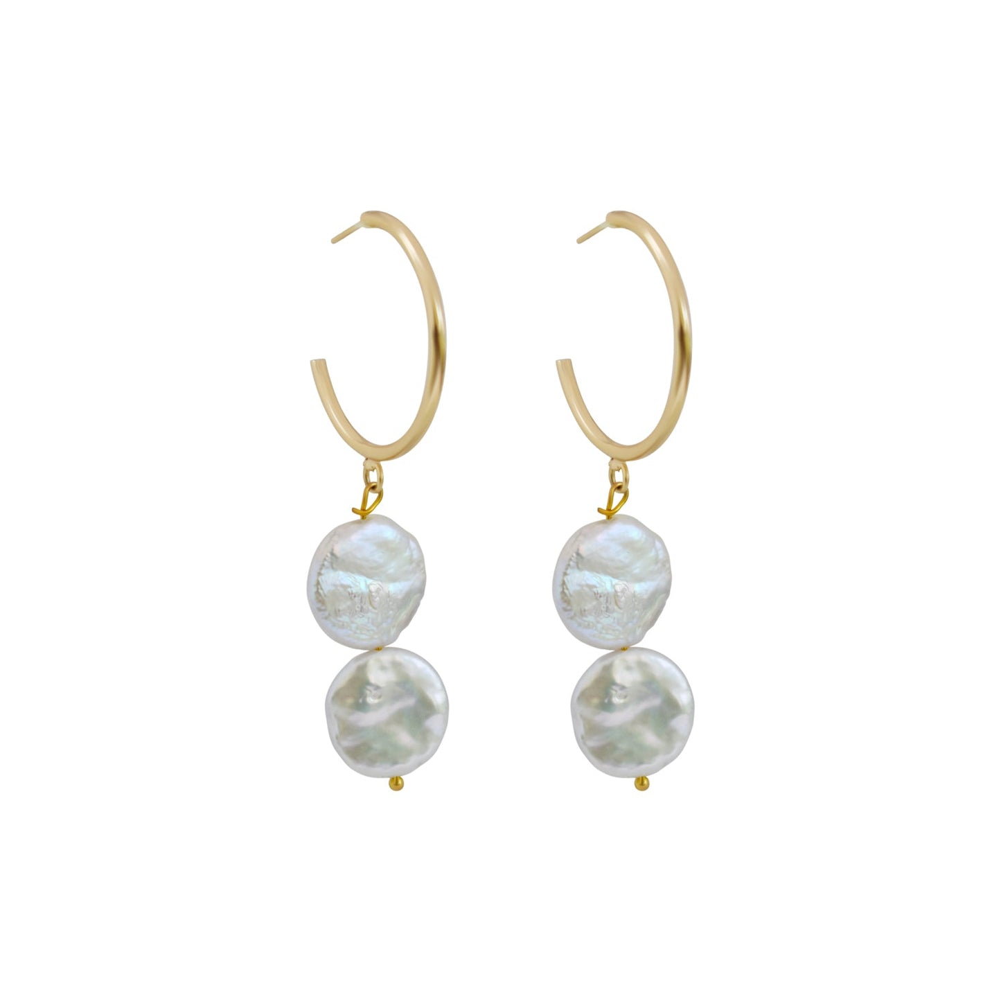 Silver double pearl hoop freshwater pearl earrings | by Ifemi Jewels-2