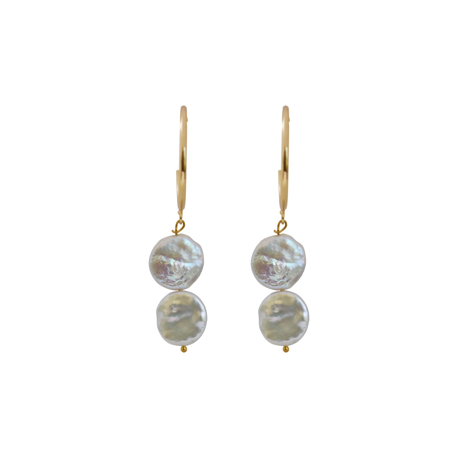 Silver double pearl hoop freshwater pearl earrings | by Ifemi Jewels-4