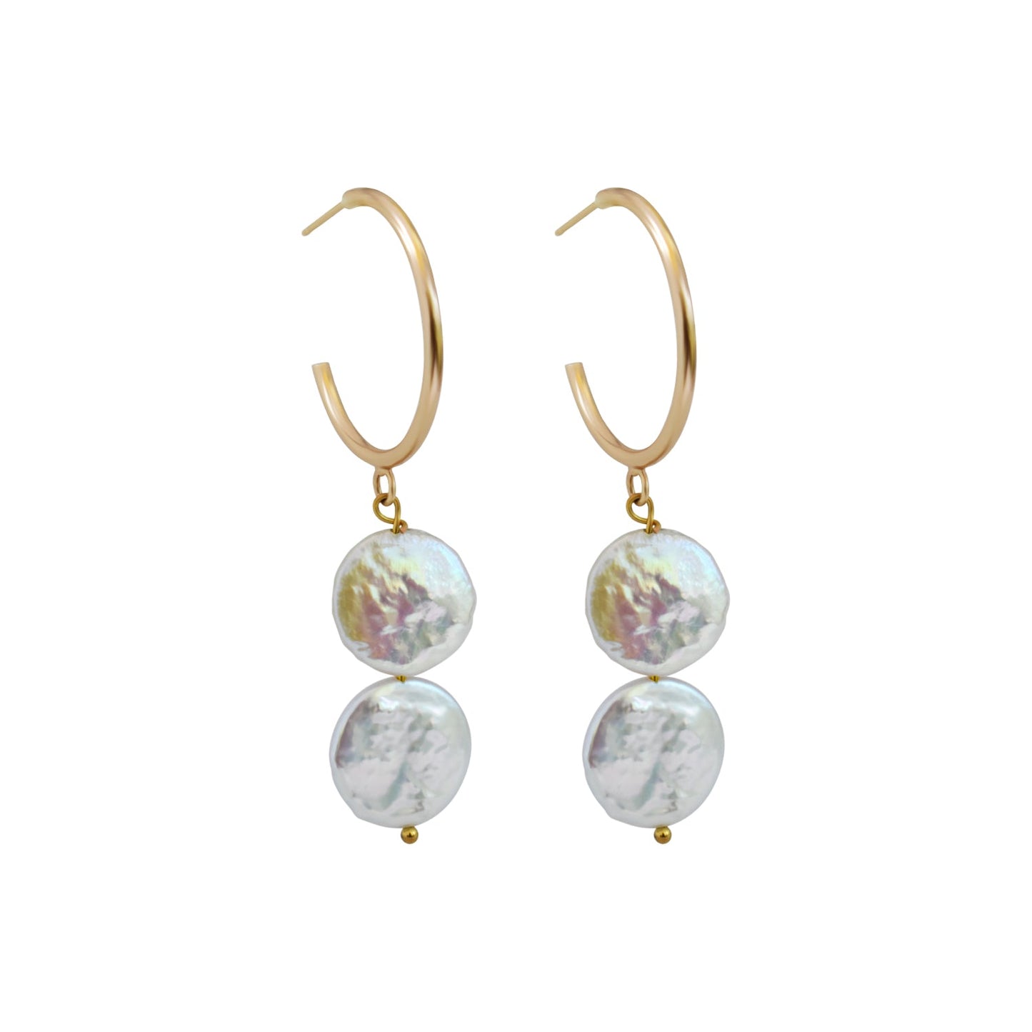 Silver double pearl hoop freshwater pearl earrings | by Ifemi Jewels-5