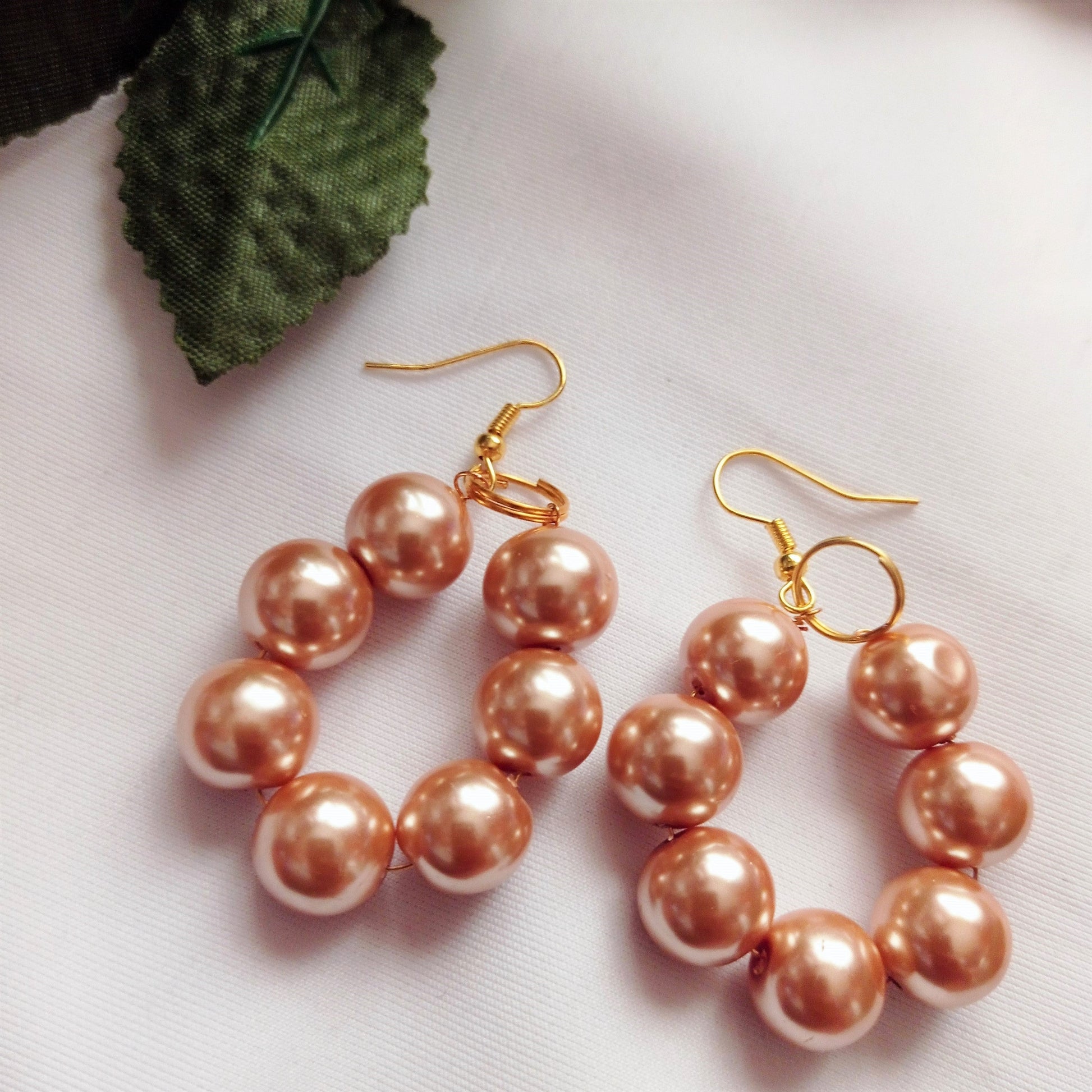 Bronze Glass Pearl Earrings, Glass Pearl Jewelry, Unique Earrings | by lovedbynlanla-3
