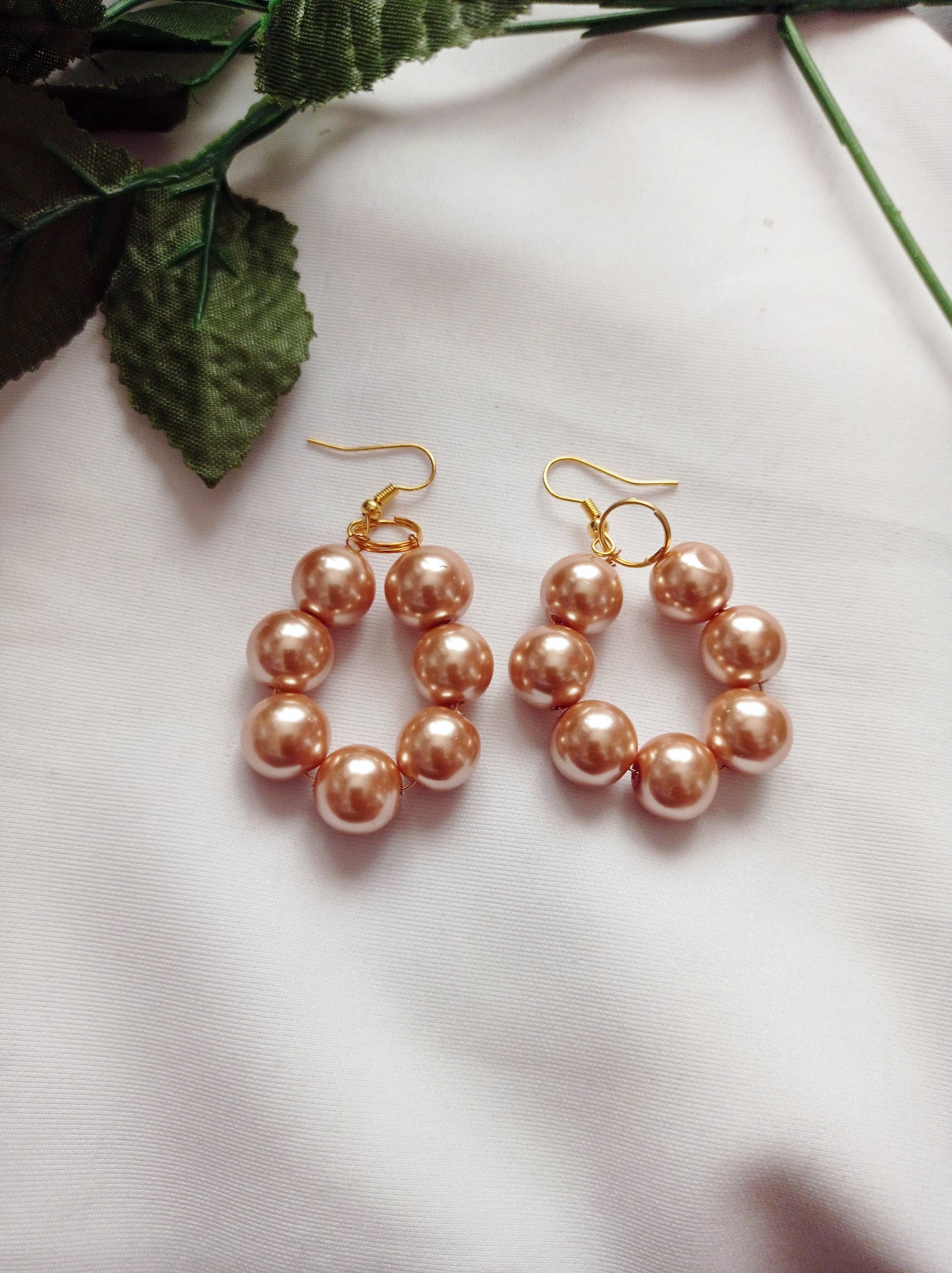 Bronze Glass Pearl Earrings, Glass Pearl Jewelry, Unique Earrings | by lovedbynlanla-7