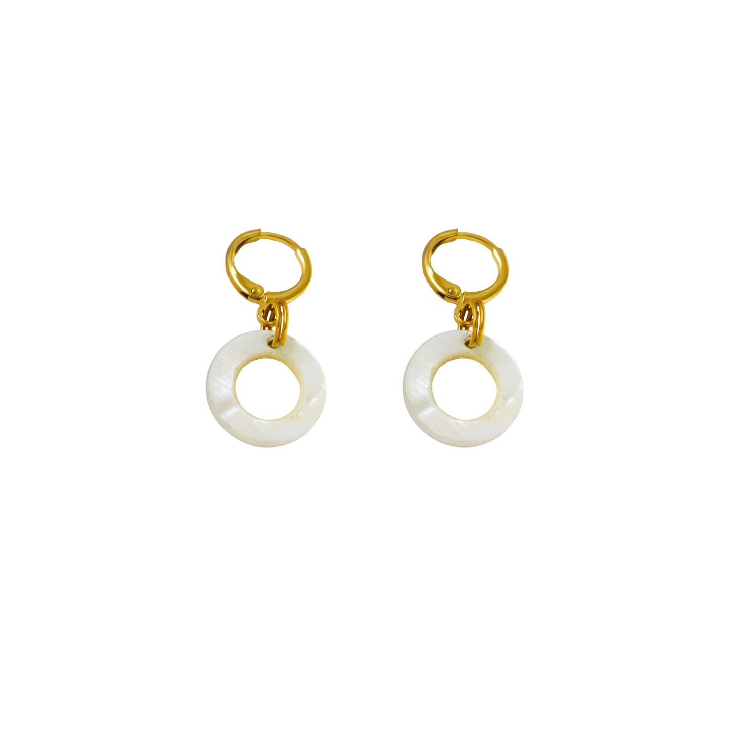 Circle Shell Huggie Minimalist Earrings | by Ifemi Jewels-0