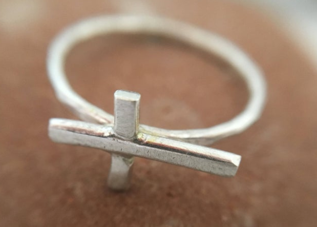 Mini Sideways Cross Ring-0