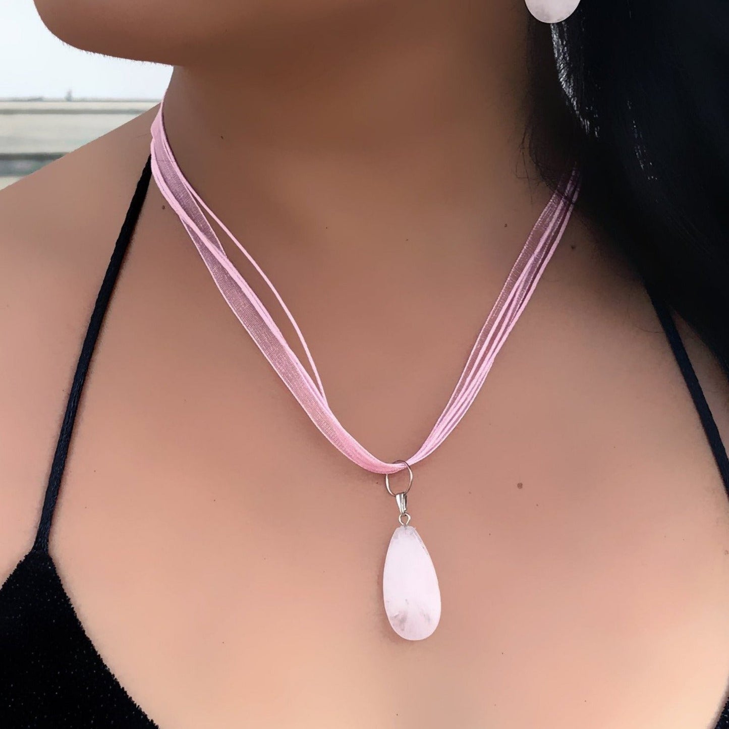 Rose Quartz Necklace, Rose Quartz Pendant, Natural Gemstone Necklace | by nlanlaVictory-0