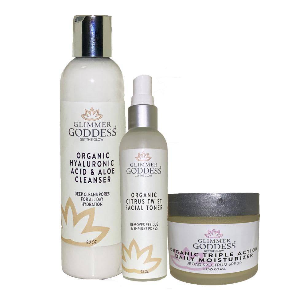Organic 3 Step Anti-Aging Skin Care Kit - Cleanse, Tone, Hydrate-0