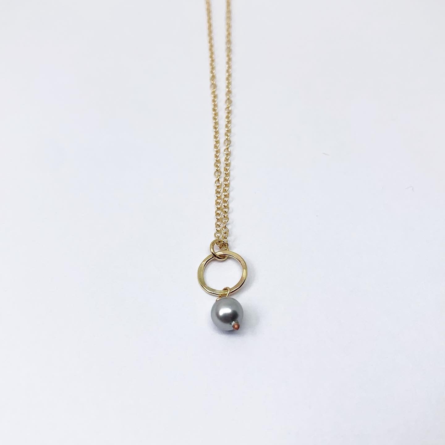 Pearl Drop Charm Necklace-10