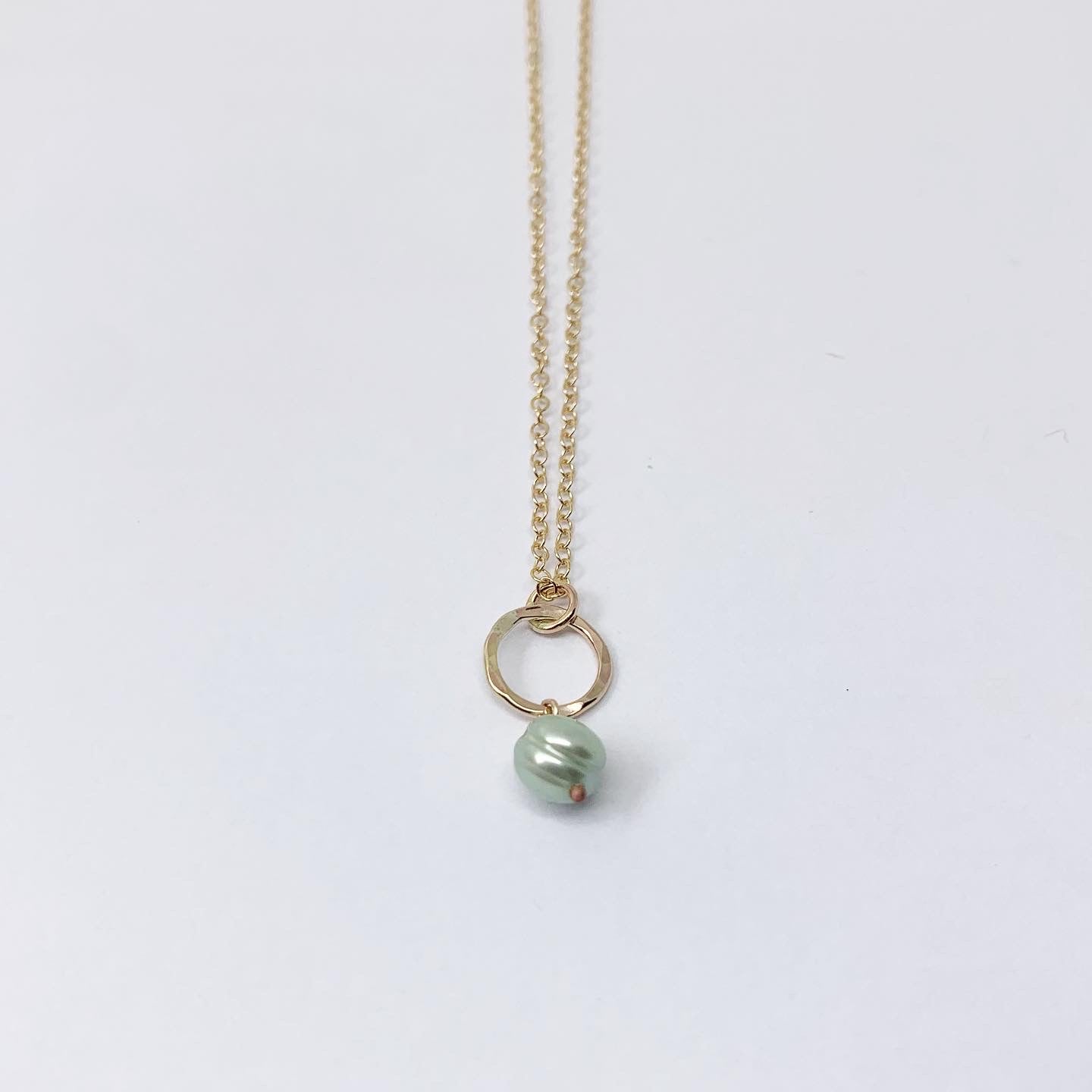 Pearl Drop Charm Necklace-13