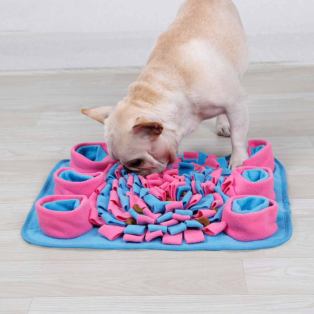 Eco Friendly Pet Dog Snuffle Mat Soft Fleece Colorful Non-slip Dogs Training Blanket Toys Dog Slow Eating Bowl Mats 42x42cm-8