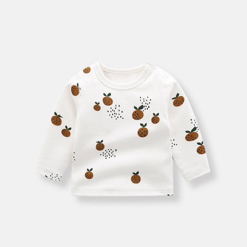 Baby Allover Fruit Graphic 100% Pure Organic Cotton Side Snap Button Tops-1