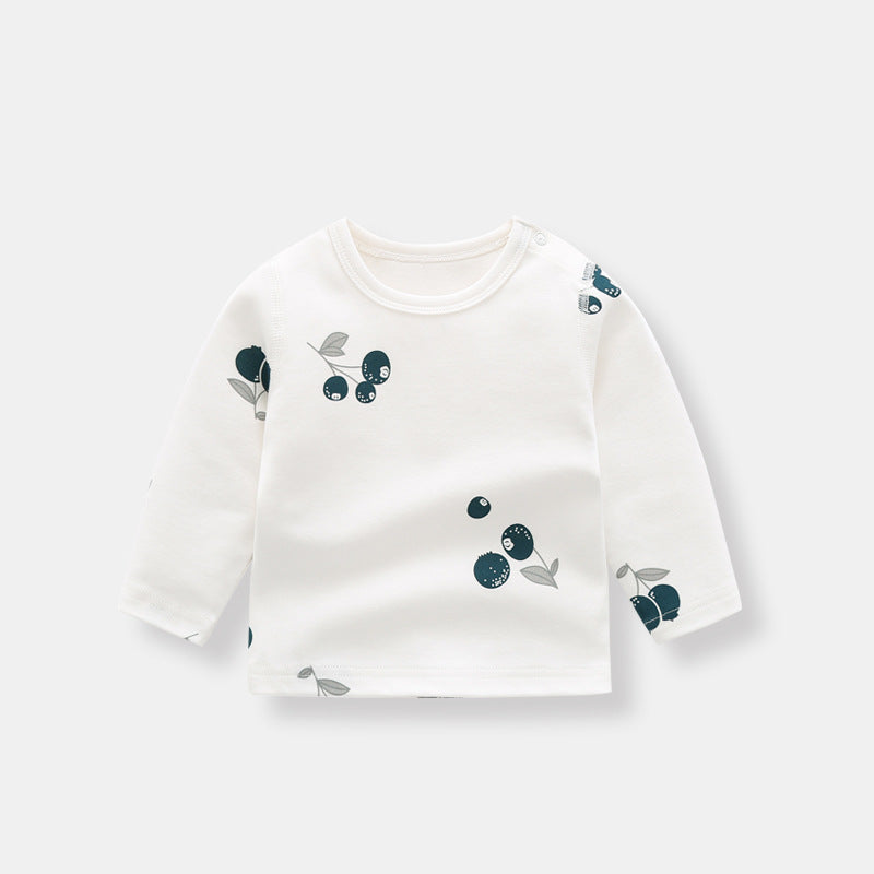 Baby Allover Fruit Graphic 100% Pure Organic Cotton Side Snap Button Tops-2