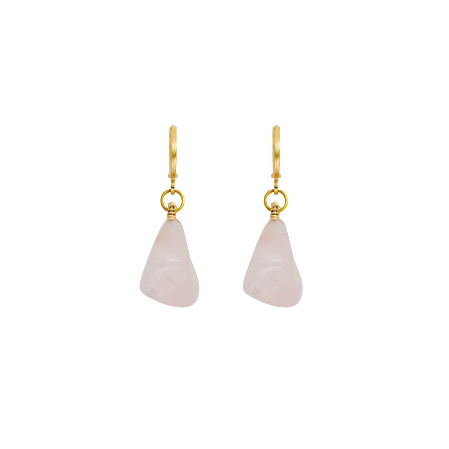 Rose Quartz Gemstone Huggie Earrings | by Ifemi Jewels-2