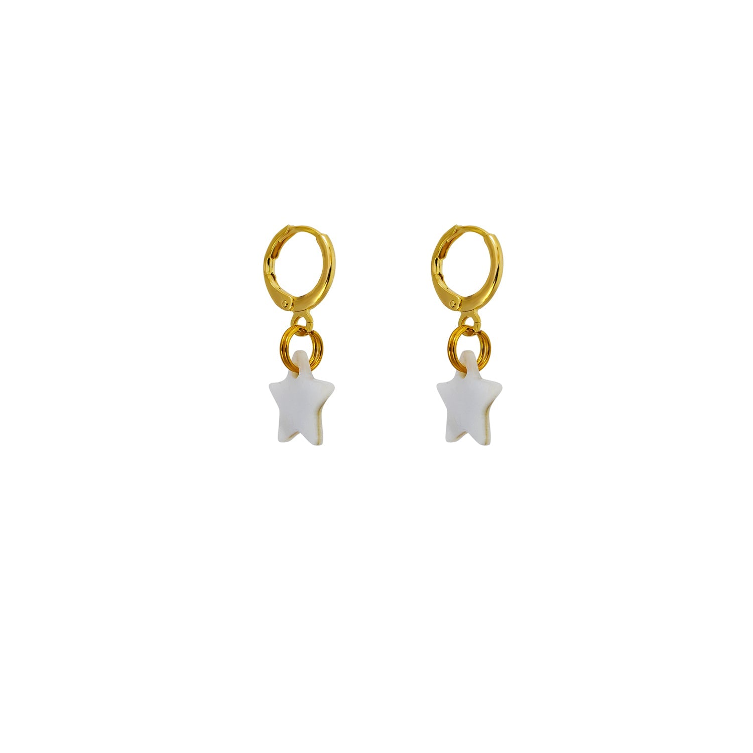 Mother of Pearl Star Huggie Earrings | by Ifemi Jewels-2