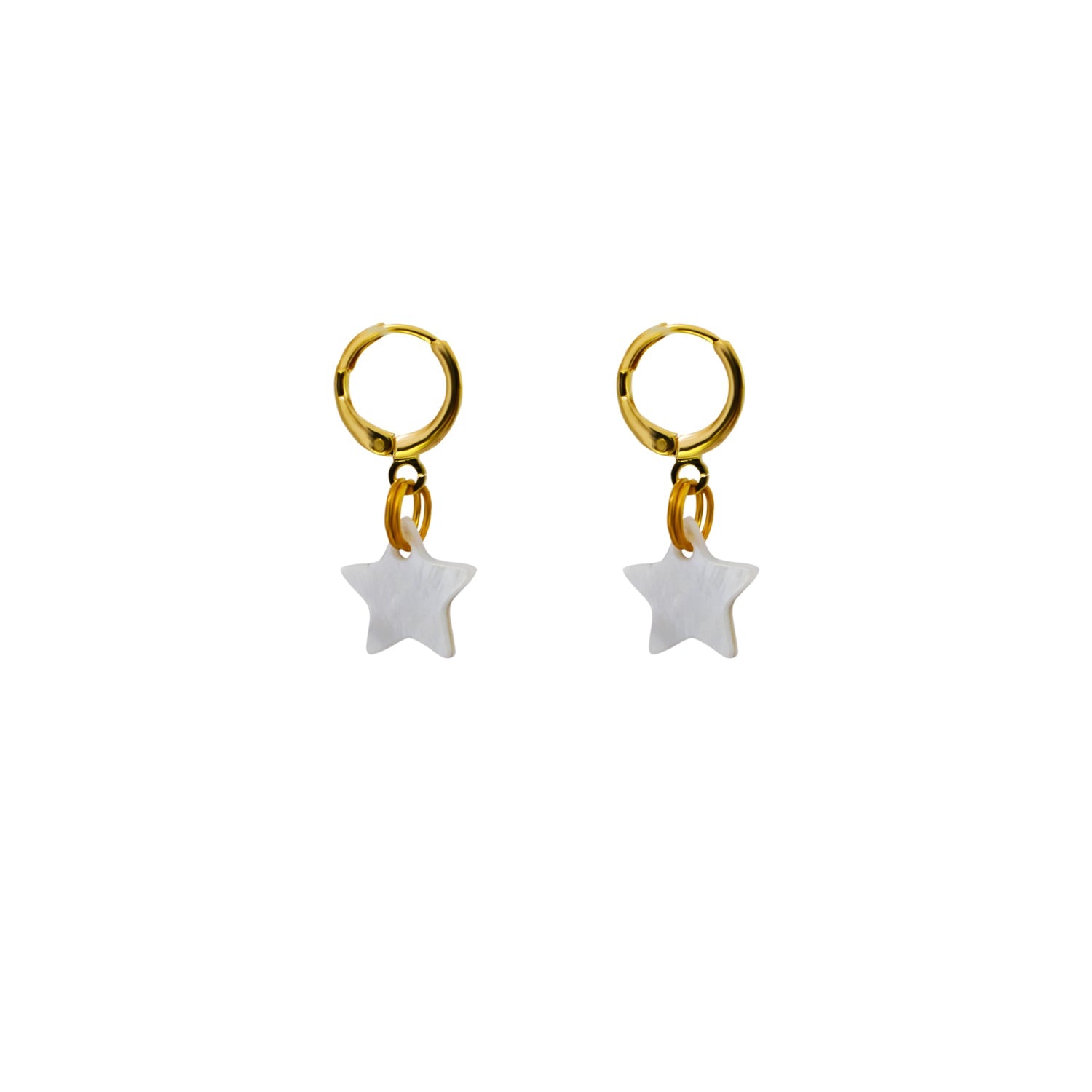 Mother of Pearl Star Huggie Earrings | by Ifemi Jewels-0