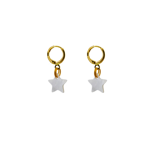 Mother of Pearl Star Huggie Earrings | by Ifemi Jewels-0