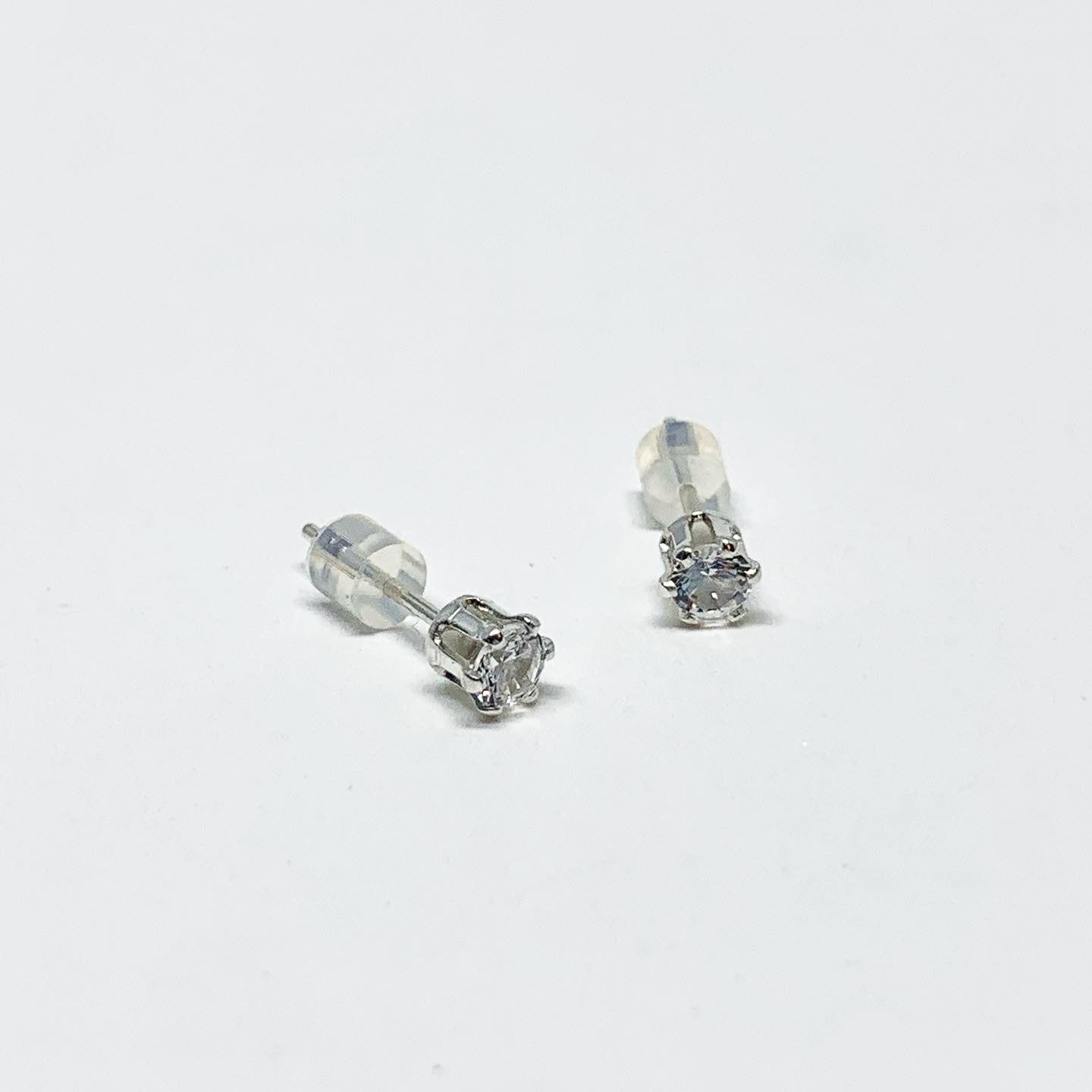 White Sapphire Birthstone Earrings - April Birthstone-0